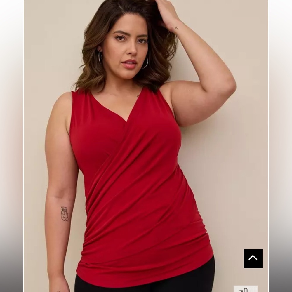 Torrid red Studio Knit Surplice Ruched Wrap Tank size 6X